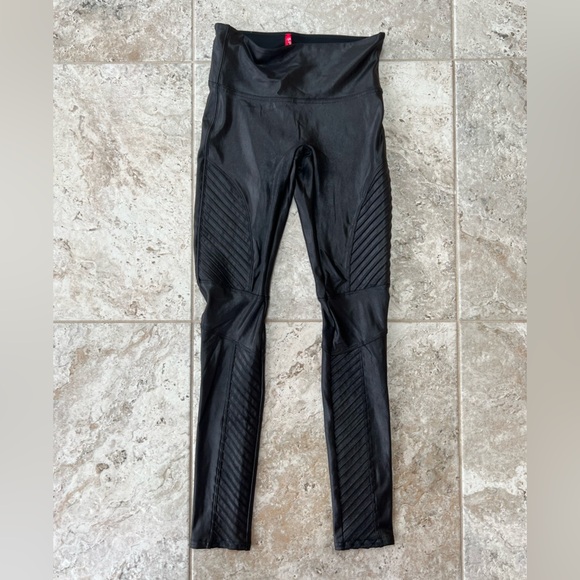 SPANX Faux Leather Moto Black Leggings, size Small - Picture 12 of 13